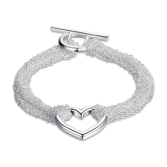 The Mesh Chain Heart Toggle Bracelet 925 - Picture 3 of 14